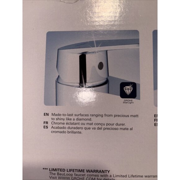 NEW! Grohe Bauloop Single Handle With Hole 40545 DÜSSELDORF CHROME W/BOX - Picture 7 of 12